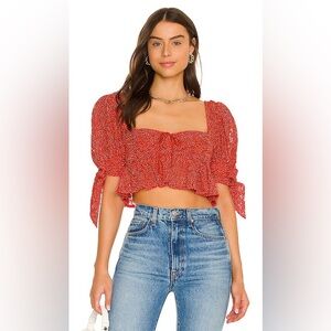 [NWT] $99 BAND OF THE FREE Puff Sleeve Cotton Cropped top. Size Medium